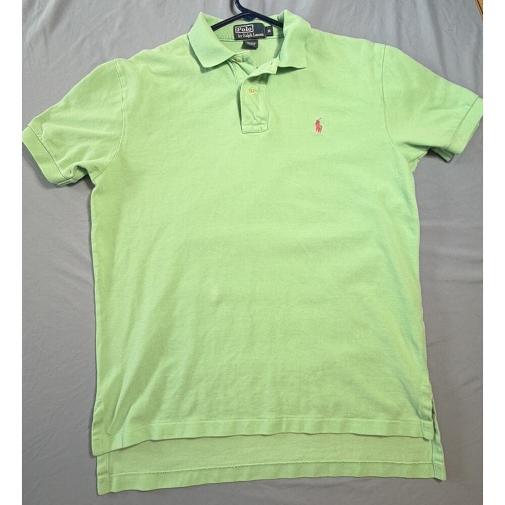 Polo Ralph Lauren Polo Shirt Lime Green with Pink Pony Men’s Size medium